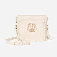 monogrammed oversized crossbody purse in bone