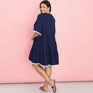 back of navy monogrammed ric rac dress