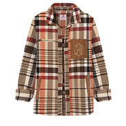 Monogrammed Plaid Shirt Jacket in Pumpkin
