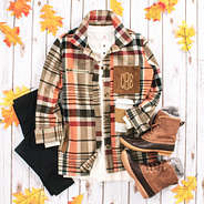 plaid shirt jacket fall outfit