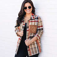 Plaid Shirt Jacket in the studio