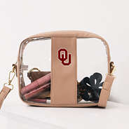 Oklahoma Sooners Clear Stadium Crossbody Bag in Tan - studio shot
