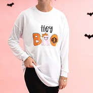 hey boo long sleeve shirt with bats in background