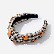 statement headband in black and white check