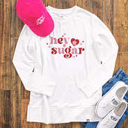 hey sugar on personalized valentines crewneck sweatshirt
