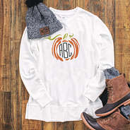 personalized pumpkin crewneck flatlay