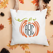 pumpkin fall pillow with leaves