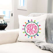 holiday lights christmas pillow sham on couch