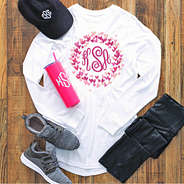 valentines hearts personalized long sleeve shirt flatlay