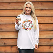 personalized long sleeve shirt with autumn wreath
