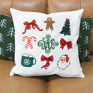 christmas grid monogrammed pillow sham