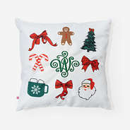 monogrammed christmas pillow sham in christmas grid flourish initial
