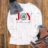Joy to the World Holiday Sweatshirt with Custom Initials