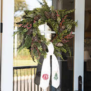 christmas wreath sash on front door