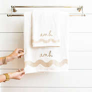 bath towel set hanging up