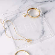 personalized scalloped valet tray with jewelry
