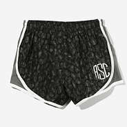 monogrammed running shorts in gray and black leopard - updated