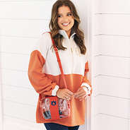 auburn tigers clear stadium crossbody bag on shoulder