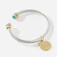 Delta Delta Delta Cable Bracelet in Aqua | Officially Licensed Sorority Jewelry