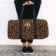 monogrammed leopard sherpa duffel Bag