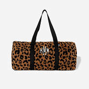 monogrammed leopard sherpa duffel Bag