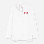 Chi Omega Pullover Sweatshirt in White | Sorority Quarter Zip