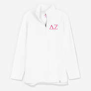Delta Zeta Pullover Sweatshirt in White | Sorority Quarter Zip