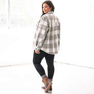 Back View of Campfire Plaid Cozy Shacket