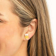 gold teacher earring set - pencil earrings in ear