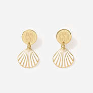 Monogrammed Shell Earrings in White