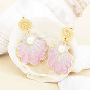 purple shell earrings with seashells