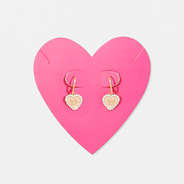rhinestone heart earrings on heart shaped card