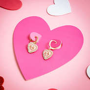 rhinestone heart earrings on heart card