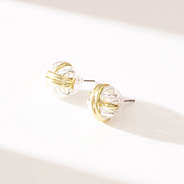 silver gold wrapped cable stud earrings