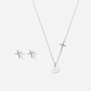 Monogrammed Cross Necklace Set