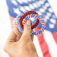 patriotic hair ties next to usa american flag