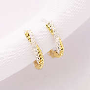 silver and gold pave cable hoop earrings