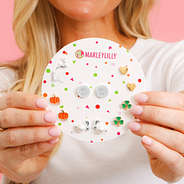 monogrammed year round earring set held up