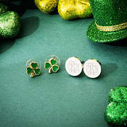 shamrock and silver monogrammed earrings