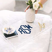 acrylic scalloped catch all monogrammed tray vinyl update