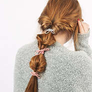 bow hair ties in red hair