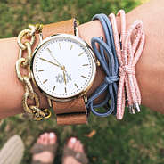 bow hair ties with monogrammed watch