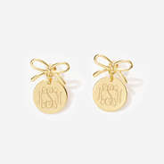 Monogrammed Bow Dangle Earrings in Gold