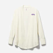 tcu horned frogs sweatshirt cardigan in heathered oatmeal