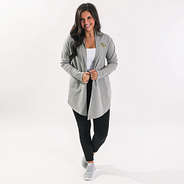 ucf Knights model wearing heathered gray cardigan with sneakers