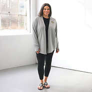 ucf Knights plus model wearing heathered gray cardigan