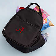 alabama crimson lunch box in black with snacks
