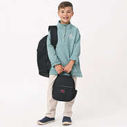 south carolina gamecocks little boy with black backpack and lunch box