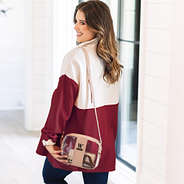 wofford clear stadium crossbody in tan on shoulder