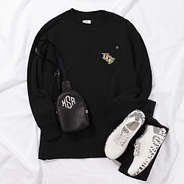 ucf black crewneck sweatshirt with sneaker ootd